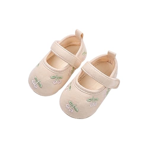 WERNZATT-Baby Mädchen Schuhe Blumenstickerei weicher Boden rutschfest Krippe Walking Schuhe Prinzessin Kleid Schuhe (Khaki, 12-18 Monate) von WERNZATT