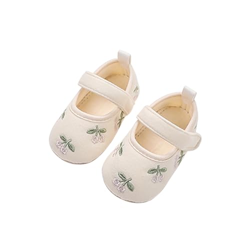WERNZATT-Baby Mädchen Schuhe Blumenstickerei weicher Boden rutschfest Krippe Walking Schuhe Prinzessin Kleid Schuhe (Weiß, 3-6 Monate) von WERNZATT
