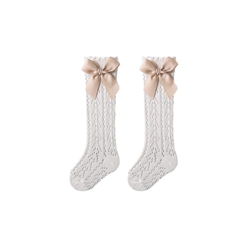 WERNZATT-Baby Mädchen lange Bogen Prinzessin Socken Frühling und Sommer dünne Mesh Kniestrümpfe für 1-3 Jahre altes Baby (Cremig, 0-1 Years) von WERNZATT