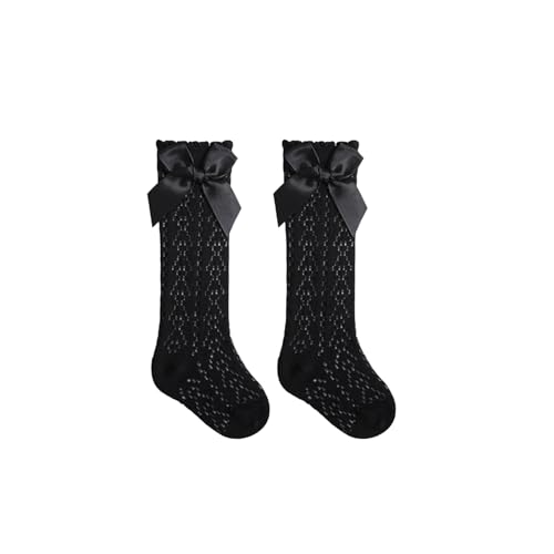 WERNZATT-Baby Mädchen lange Bogen Prinzessin Socken Frühling und Sommer dünne Mesh Kniestrümpfe für 1-3 Jahre altes Baby (Schwarz, 1-3 Years) von WERNZATT