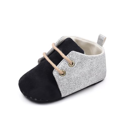 WERNZATT-Baby Schuhe Baby Jungen Mädchen Kleinkind Schuhe Walking Schuhe Leichtgewicht Anti-Rutsch 0-18 Monate Baby Schuhe (Schwarz, 0-6 Months) von WERNZATT