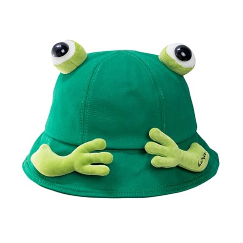 WERNZATT-Erwachsene Frühling Sommer Modelle Sonnenschirm Fischer Hut Cartoon Frosch Eimer Hut Frauen Einstellbar Sonnenhut (Grün, One Size) von WERNZATT