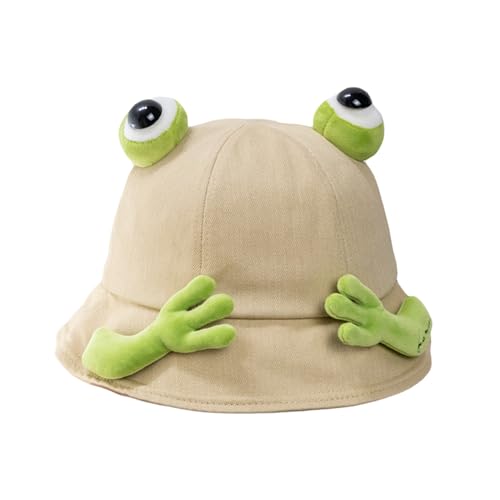 WERNZATT-Erwachsene Frühling Sommer Modelle Sonnenschirm Fischer Hut Cartoon Frosch Eimer Hut Frauen Einstellbar Sonnenhut (Khaki, One Size) von WERNZATT