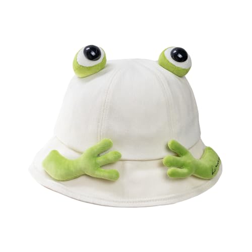 WERNZATT-Erwachsene Frühling Sommer Modelle Sonnenschirm Fischer Hut Cartoon Frosch Eimer Hut Frauen Einstellbar Sonnenhut (Weiß, One Size) von WERNZATT