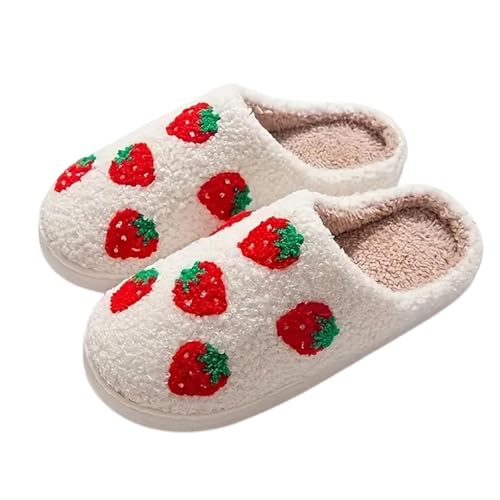 WERNZATT-Frauen Hausschuhe Weich Warm Gemütlich Fuzzy Schlafzimmer Rutschfest Schuhe Flauschig Schlafzimmer Hausschuhe Damen Hausschuhe (Ivory, numeric_38-numeric_39) von WERNZATT
