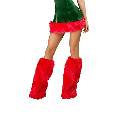 WERNZATT-Frauen Plüsch Bein Schleifen Kunstpelz Beine solide Farben weich kuschelig Booties pelzigen Winter warme Beinwärmer (Red, One Size) von WERNZATT