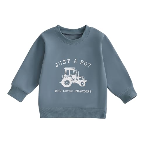 WERNZATT-Kinder Jungen Sweatshirt Bauernhof Traktor Druck Lange Ärmel Pullover Herbst Tops Für Kleinkind Niedlich Herbst Kleidung Outfit (Blue, 12-18 Months) von WERNZATT