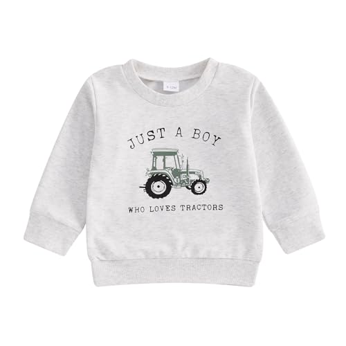 WERNZATT-Kinder Jungen Sweatshirt Bauernhof Traktor Druck Lange Ärmel Pullover Herbst Tops Für Kleinkind Niedlich Herbst Kleidung Outfit (Gray, 4-5 Years) von WERNZATT