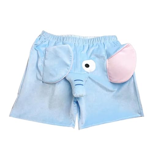 WERNZATT-Lustige Elefanten Shorts Hose elastische Taille Cartoon lose Spaß Pyjamahose Lounge Hose Pyjamas Mode Paar Shorts (Blue 2, L) von WERNZATT