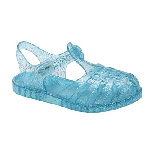 WERNZATT-Mädchen Glitter Jelly Sandalen Schmetterling Hollow Out Walking Schuhe Strand Flats Kleinkind/Kleinkind/Großkinder (Blau 1, 33) von WERNZATT