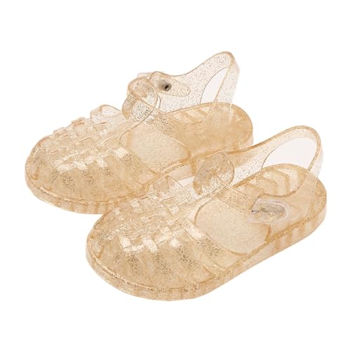 WERNZATT-Mädchen Glitter Jelly Sandalen Schmetterling Hollow Out Walking Schuhe Strand Flats Kleinkind/Kleinkind/Großkinder (Gold 1, 33) von WERNZATT