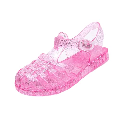 WERNZATT-Mädchen Glitter Jelly Sandalen Schmetterling Hollow Out Walking Schuhe Strand Flats Kleinkind/Kleinkind/Großkinder (Rosa 1, 31) von WERNZATT