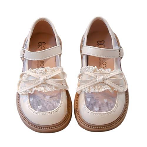 WERNZATT-Mädchen Mary Jane Flats Soft Bowknot Prinzessin Kleid Schuhe Anti-Rutsch-Leder-Schuhe Party Schule Schuhe (Beige, 16cm) von WERNZATT