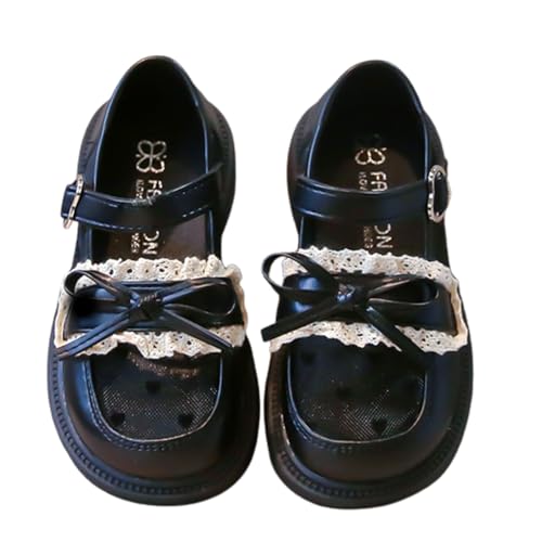 WERNZATT-Mädchen Mary Jane Flats Soft Bowknot Prinzessin Kleid Schuhe Anti-Rutsch-Leder-Schuhe Party Schule Schuhe (Black, 16cm) von WERNZATT