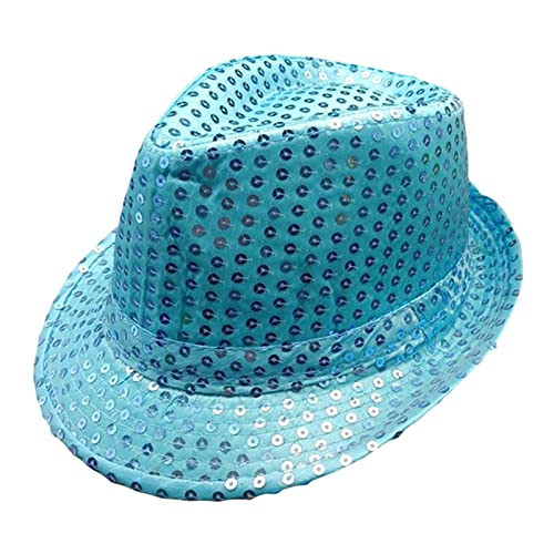 WERNZATT-Mardi Gras Pailletten Jazz Hut Männer Frauen Mode Party Disco Hut Bühne Performance Halloween Thema Party Kostüm (Himmelblau, Einheitsgröße) von WERNZATT