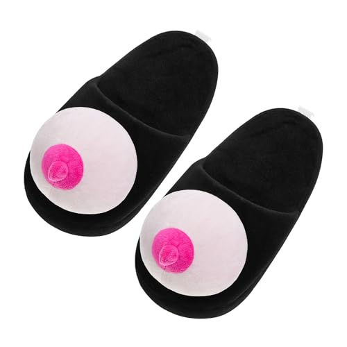 WERNZATT-Witzige Hausschuhe Für Frauen Männer Gag Modellierung Weichen Plüsch Anti-Rutsch-Hausschuhe Valentinstag Hausschuhe Paar Schuhe (Black, ONE SIZE) von WERNZATT