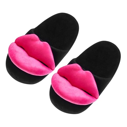 WERNZATT-Witzige Hausschuhe Für Frauen Männer Gag Modellierung Weichen Plüsch Anti-Rutsch-Hausschuhe Valentinstag Hausschuhe Paar Schuhe (Black 1, ONE SIZE) von WERNZATT