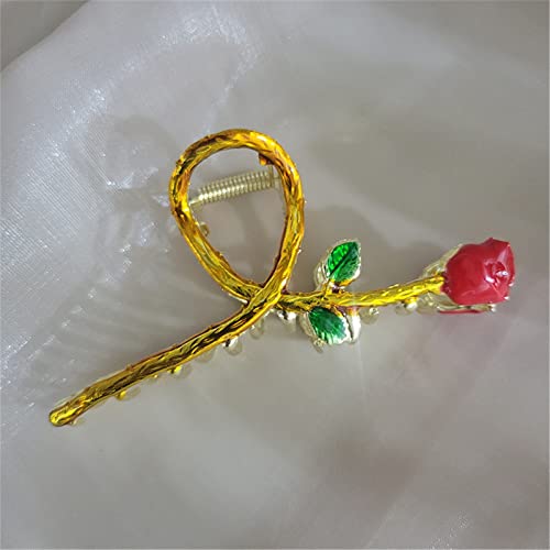 Krallen Clips, Haar Accessoires, Gold Und Silber Rosen Perle Strass Haarnadel Damen Legierung Shark Clip Weibliche Haar Zubehör TS5181-2 (Color : TS5181 5) von WEROFY