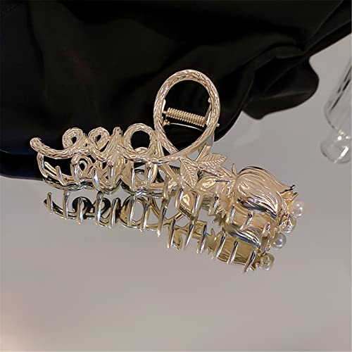 Krallenclips, Haarschmuck, Metall Wind Tulpe Blume Haarnadel Temperament Nische Design Hinterkopf Hai Clip Haarnadel Weiblich Grau (Farbe: Grau) von WEROFY