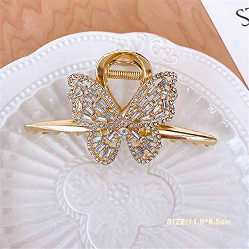 Krallenclips, Haarschmuck, elegante Perle Strass Edelstein Schmetterling Haarspangen Frauen greifen Hai Clip Haarnadel Kopfbedeckung 3 (Farbe: 2) von WEROFY