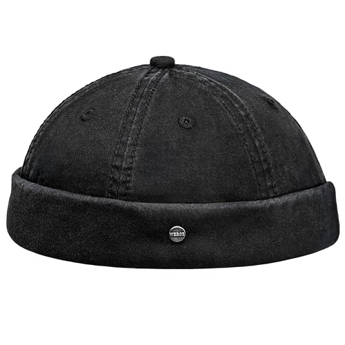 WEROR Dockercap Herren – Dockermütze Fischermütze Seemannsmütze - Mütze aus Baumwolle - Strickmütze – WEROR-451.1 (Schwarz, Einheitsgröße) von WEROR