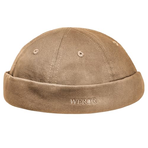 WEROR Dockercap Herren – Dockermütze Seemannsmütze Fischermütze - Mütze aus Baumwolle - Cap – WEROR-452.1 (Beige, Einheitsgröße) von WEROR