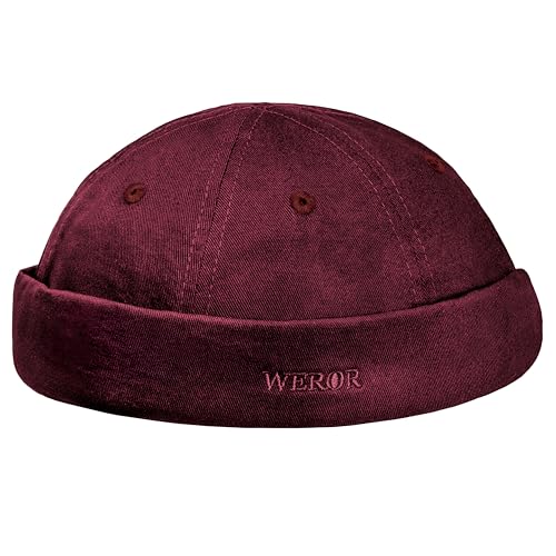 WEROR Dockercap Herren – Dockermütze Seemannsmütze Fischermütze - Mütze aus Baumwolle - Cap – WEROR-452.1 (Burgund, Einheitsgröße) von WEROR