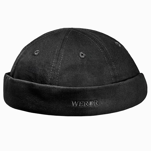 WEROR Dockercap Herren – Dockermütze Seemannsmütze Fischermütze - Mütze aus Baumwolle - Cap – WEROR-452.1 (Schwarz, Einheitsgröße) von WEROR