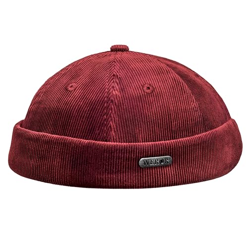 WEROR Dockercap Herren – Fischermütze Seemannsmütze Dockermütze - Cord Mütze aus Baumwolle - Strickmütze – WEROR-449.1 (Burgund, Einheitsgröße) von WEROR