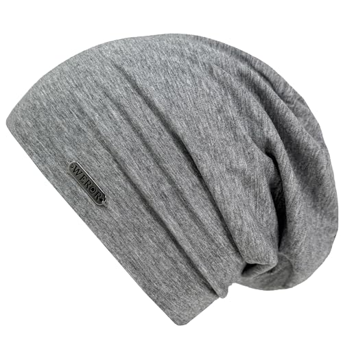 WEROR Herren Damen Beanie Mütze Strickmütze Longbeanie Slouch WEROR-443.1 (Einheitsgröße, Grau) von WEROR