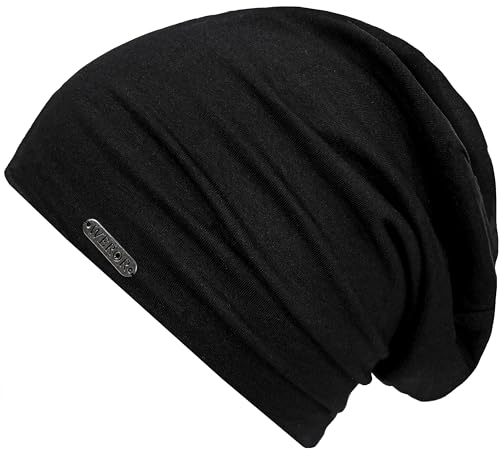WEROR Herren Damen Beanie Mütze Strickmütze Longbeanie Slouch WEROR-443.1 (Einheitsgröße, Schwarz) von WEROR