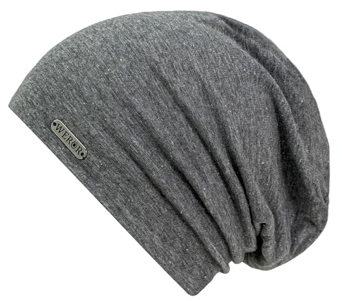 WEROR Herren Damen Beanie Mütze Strickmütze Longbeanie Slouch WEROR-445.1 (Einheitsgröße, Dunkelgrau Multicolor) von WEROR