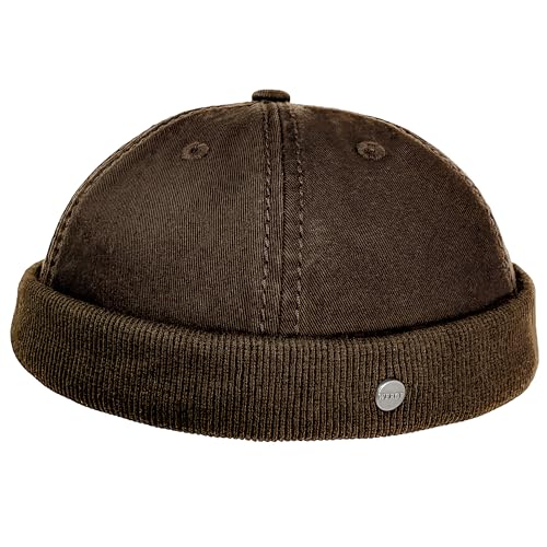 WEROR Dockercap Herren – Fischermütze Seemannsmütze Docker Cap Dockermütze - Mütze aus Baumwolle - Strickmütze – WEROR-281.1 (Einheitsgröße, Braun) von WEROR