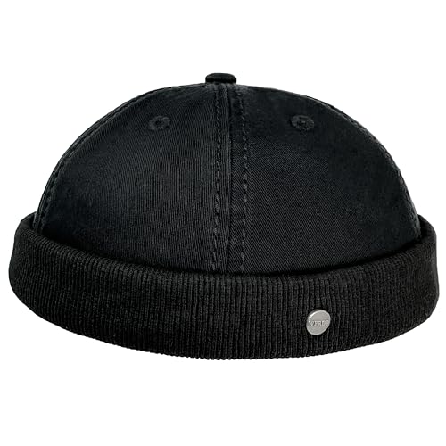 WEROR Dockercap Herren – Fischermütze Seemannsmütze Docker Cap Dockermütze - Mütze aus Baumwolle - Strickmütze – WEROR-281.1 (Einheitsgröße, Schwarz) von WEROR