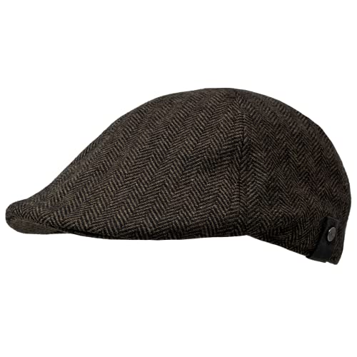 WEROR Flatcap Herren – Schirmmütze Schiebermütze Cap mit Schirm - Mütze mit Baumwollfutter – Fischgrät - WEROR-405.1 (62, 63, Braun) von WEROR