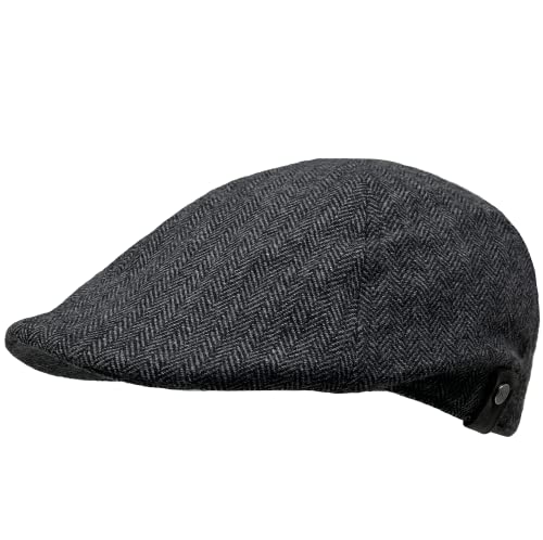WEROR Flatcap Herren – Schirmmütze Schiebermütze Cap mit Schirm - Mütze mit Baumwollfutter – Fischgrät - WEROR-405.1 (58, 59, Grau) von WEROR