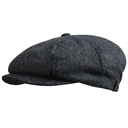 WEROR Herren Schiebermütze Flatcap Cap Mütze Fischgrät WEROR-320.1 (58-59, Anthrazit) von WEROR