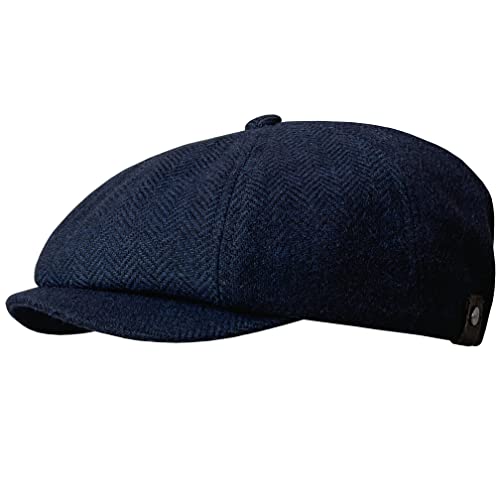 WEROR Herren Schiebermütze Flatcap Cap Mütze Fischgrät WEROR-320.1 (62-63, Marine) von WEROR