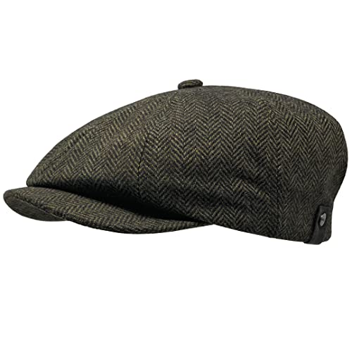 WEROR Herren Schiebermütze Flatcap Cap Mütze Fischgrät WEROR-320.1 (54-55, Moos) von WEROR