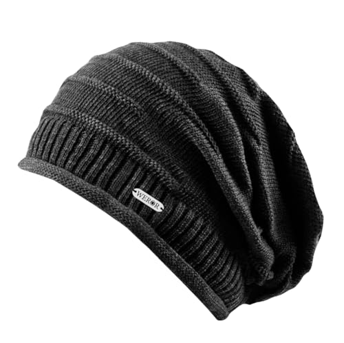 WEROR Herren & Damen Beanie Strickmütze Longbeanie Mütze WEROR-391.1 (Einheitsgröße, Dunkelgrau) von WEROR