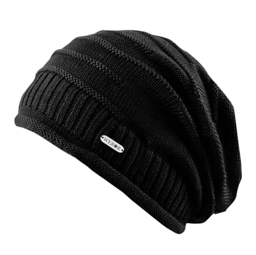 WEROR Herren & Damen Beanie Strickmütze Longbeanie Mütze WEROR-391.1 (Einheitsgröße, Schwarz) von WEROR