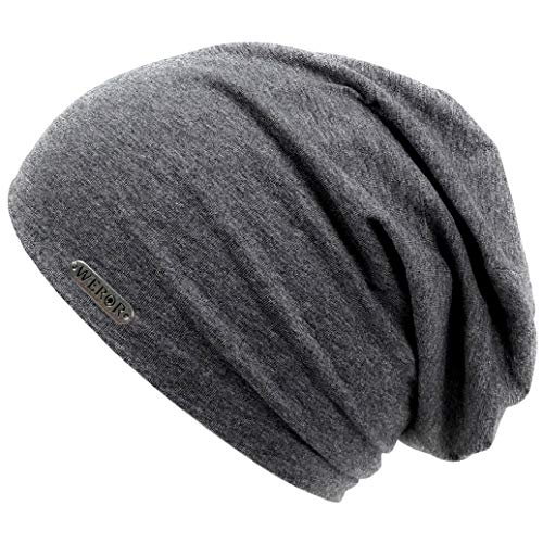 WEROR Herren & Damen Beanie Jersey Mütze Long Slouch WEROR-68.1 (Einheitsgröße, Dunkelgrau) von WEROR