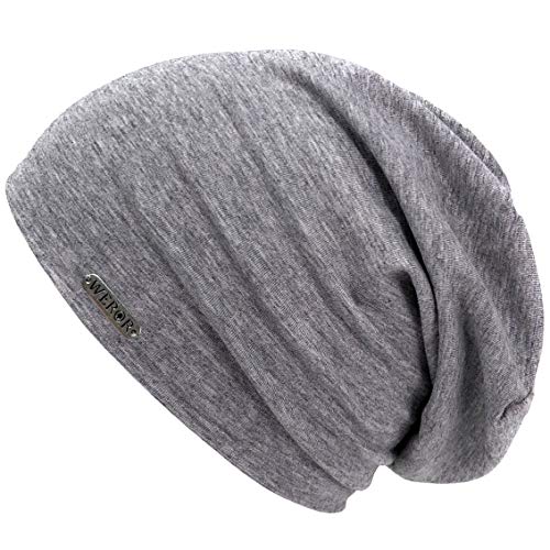 WEROR Herren & Damen Beanie Jersey Mütze Long Slouch WEROR-68.1 (Einheitsgröße, Hellgrau) von WEROR