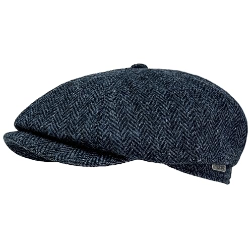 WEROR Schiebermütze Herren – Flatcap Schirmmütze Cap mit Schirm – Fischgrät - schwarzes Steppfutter - 100% Wolle - Herbst/Winter – WEROR-435.1 (63, Blau) von WEROR