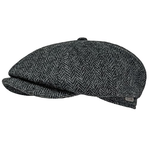 WEROR Schiebermütze Herren – Flatcap Schirmmütze Cap mit Schirm – Fischgrät - schwarzes Steppfutter - 100% Wolle - Herbst/Winter – WEROR-435.1 (63, Grau) von WEROR
