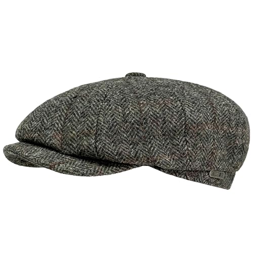 WEROR Schiebermütze Herren – Flatcap Schirmmütze Herrenmütze mit Schirm – Fischgrät Mütze mit Steppfutter - 100% Wolle - Herbst/Winter – WEROR-434.1 (61, Moos) von WEROR