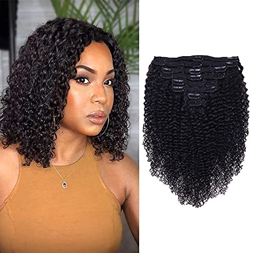 Curly Clip In Extension Human Hair 3C 4A Kinky Curly Clip Ins Full Head for Black Women Brazilian Remy Human Hair Natural von croocco