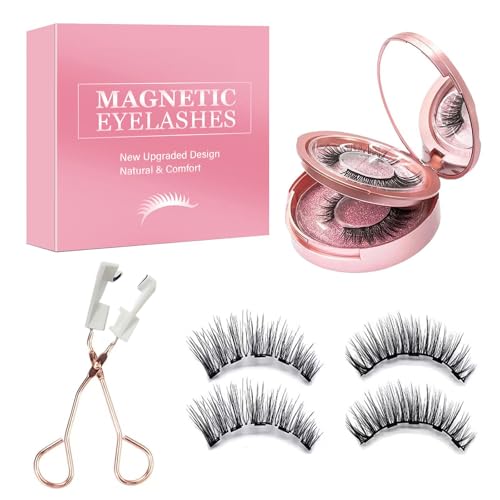 Magnet-Wimpern-Natürlicher-Look, Doppelte Magnetische Falsche Wimpern ohne Eyeliner mit Applikator ohne Kleber, Leicht zu Bedienen, Komfort Magnet-Wimpern-Natürlicher-Look, Doppelte Magnetische Falsche Wimpern ohne Eyeliner mit Applikator ohne Kleber, Leicht zu Bedienen, Komfort von WERPOWER
