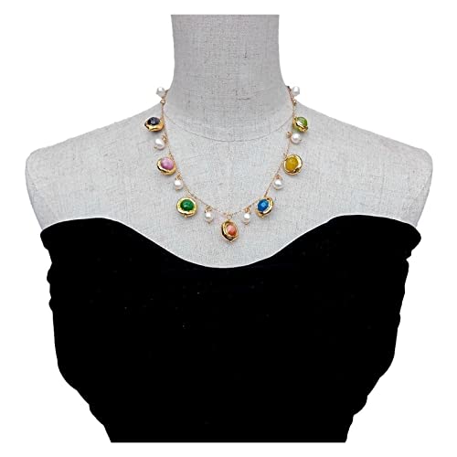 WERQKJXCZ 14mm Multi Color Katzenauge Süßwasserperlenkette Handgemachter Schmuck for Frauen Party WERQKJXCZ 14mm Multi Color Katzenauge Süßwasserperlenkette Handgemachter Schmuck for Frauen Party von WERQKJXCZ