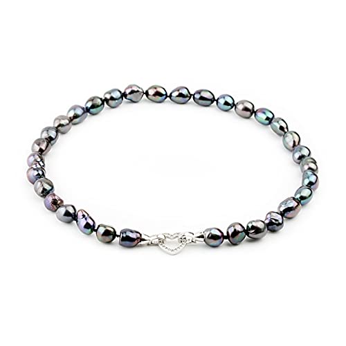 WERQKJXCZ Modische große schwarze barocke Perlenkette for Frauen, 10-11 mm Süßwasserperlenkette Geburtstagsgeschenk erfüllen (6 1/8) von WERQKJXCZ
